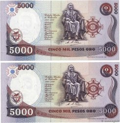 5000 Pesos Oro Petit numéro COLOMBIA  1988 P.435b UNC