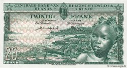 20 Francs CONGO BELGA  1957 P.31 AU