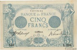 5 Francs BLEU Faux FRANCE  1913 F.02.20x SUP