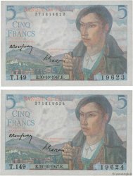 5 Francs BERGER Consécutifs FRANCE  1947 F.05.07 UNC-
