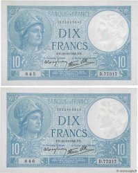 10 Francs MINERVE modifié Consécutifs FRANCE  1940 F.07.16 UNC-