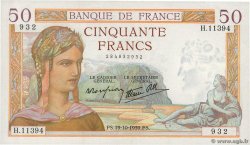 50 Francs CÉRÈS modifié FRANCE  1939 F.18.33 pr.SPL