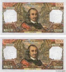 100 Francs CORNEILLE Consécutifs FRANCIA  1977 F.65.59 q.FDC