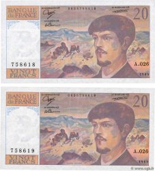 20 Francs DEBUSSY Consécutifs FRANCIA  1989 F.66.10A26 SPL