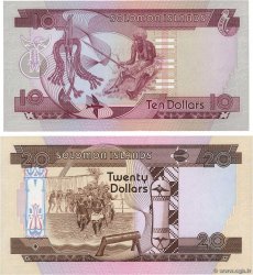 10 et 20 Dollars Lot SOLOMON ISLANDS  1977 P.07b et P.08a UNC-