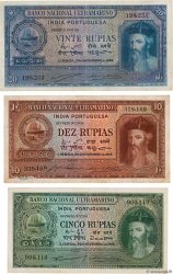 5, 10 et 20 Rupias Lot INDE PORTUGAISE  1945 P.35, P.36 et P.37 TB