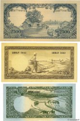 500,1000 et 2500 Rupiah  Lot INDONÉSIE  1957 P.052, P.053 et P.054 TTB à SUP