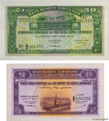 25 et 50 Piastres Lot LIBANO  1942 P.036 et P.037 AU