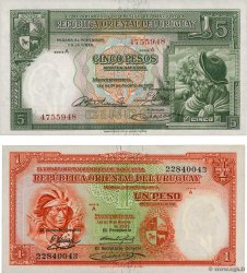 1 et 5 Pesos Lot URUGUAY  1935 P.028c et P.029a AU-