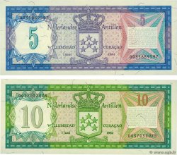 5 et 10 Gulden Lot NETHERLANDS ANTILLES  1984 P.15b et P.16b UNC