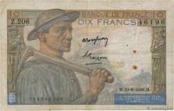 10 Francs MINEUR Fauté FRANKREICH  1949 F.08.22a S
