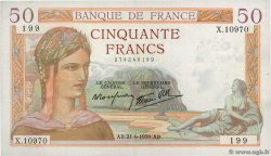 50 Francs CÉRÈS modifié FRANCE  1939 F.18.31 SUP