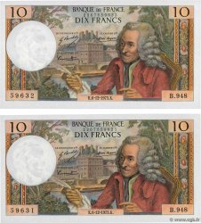 10 Francs VOLTAIRE Consécutifs FRANKREICH  1973 F.62.65 fST+