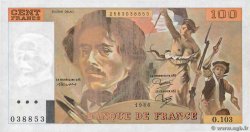 100 Francs DELACROIX modifié Fauté FRANKREICH  1986 F.69.10 fST