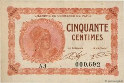50 Centimes Petit numéro FRANCE Regionalismus und verschiedenen Paris 1920 JP.097.10 fST