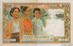 100 Piastres - 100 Dong Petit numéro INDOCHINA  1954 P.108 BC+