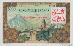 50 Dirhams sur 5000 Francs MAROC  1953 P.51 TTB+