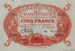 5 Francs Cabasson rouge MARTINIQUE  1933 P.06A SUP