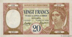 20 Francs NEW CALEDONIA  1936 P.37b VF-