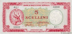 5 Scellini = 5 Somali Shillings

 SOMALIA  1962 P.01a fST