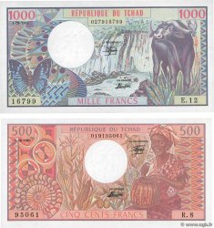 500 et 1000 Francs Lot TCHAD  1980 P.06 et P.07 NEUF