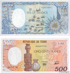 500 et 1000 Francs Lot CHAD  1985 P.09a et P.10Aa UNC