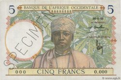 5 Francs Spécimen FRENCH WEST AFRICA (1895-1958)  1934 P.21s VF