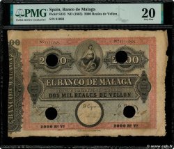 2000 Reales De Vellon SPAIN Malaga 1865 PS.335 F