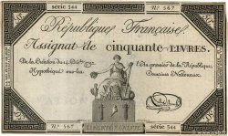 50 Livres FRANKREICH  1792 Ass.39a VZ