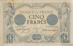 5 Francs NOIR FRANCE  1873 F.01.18 VF-