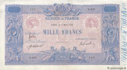 1000 Francs BLEU ET ROSE FRANCE  1916 F.36.30 VF