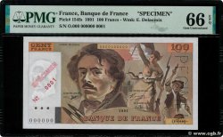 100 Francs DELACROIX imprimé en continu Spécimen FRANCIA  1991 F.69bis.04Spn FDC