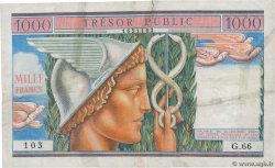 1000 Francs TRÉSOR PUBLIC FRANCIA  1955 VF.35.01 q.MB