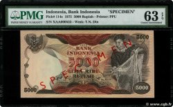 5000 Rupiah Spécimen INDONESIEN  1975 P.114s fST+