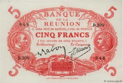 5 Francs Cabasson rouge REUNION INSEL  1944 P.14 VZ+