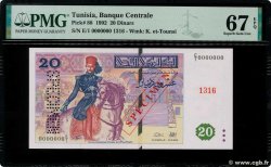 20 Dinars Spécimen TUNISIA  1992 P.88s UNC