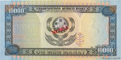 10000 Manat Spécimen TURKMENISTáN  1996 P.10s FDC