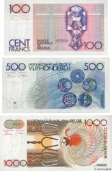 100, 500 et 1000 Francs Lot BELGIUM  1980 P.142a, P.143a et P.144a XF+
