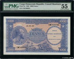 1000 Francs CONGO, DEMOCRATIQUE REPUBLIC  1962 P.002a AU