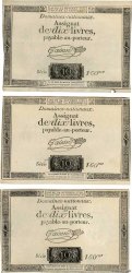 10 Livres filigrane royal Lot FRANCIA  1792 Ass.36a SC