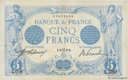 5 Francs BLEU FRANKREICH  1912 F.02.05 fVZ