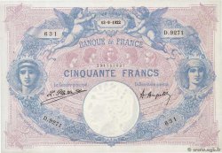 50 Francs BLEU ET ROSE FRANKREICH  1922 F.14.35 VZ