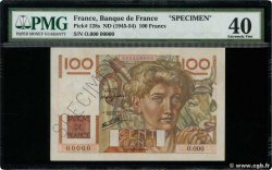 100 Francs JEUNE PAYSAN Spécimen FRANKREICH  1945 F.28.01Sp fVZ