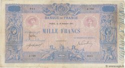 1000 Francs BLEU ET ROSE FRANCE  1911 F.36.25 B+