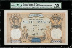 1000 Francs CÉRÈS ET MERCURE type modifié FRANKREICH  1938 F.38.21 fST