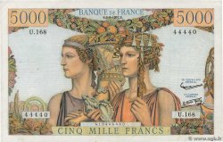 5000 Francs TERRE ET MER FRANCE  1957 F.48.15 VF+