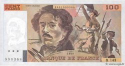 100 Francs DELACROIX imprimé en continu FRANKREICH  1990 F.69bis.01bB fST+