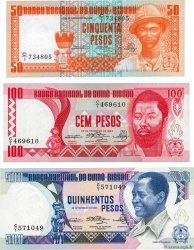50, 100 et 500 Pesos Lot GUINEA-BISSAU  1975 P.05 au P.07 ST