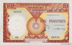 10 Piastres - 10 Riels FRENCH INDOCHINA  1953 P.096a AU