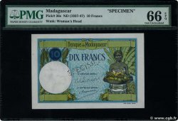 10 Francs Spécimen MADAGASCAR  1948 P.036s UNC